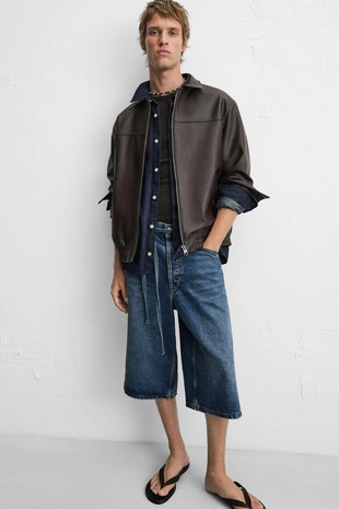 Бомбер из искусственной кожи- Заказать в России