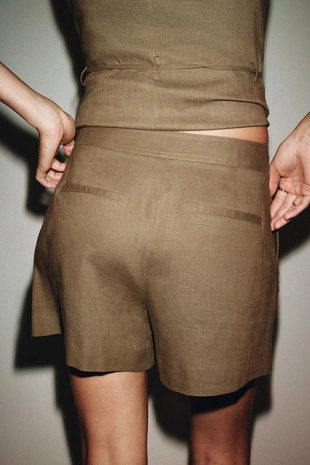 Toffee | 8633/379/745 - Zara Бермуды из льна с защипами