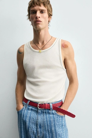 Купить Zara Плетеный кожаный ремень