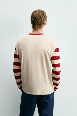 Комбинированная футболка в полоску- Заказать в России