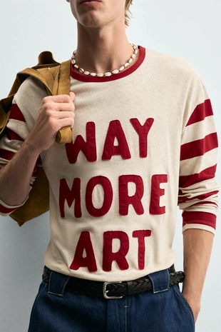 Комбинированная футболка в полоску- Заказать в России