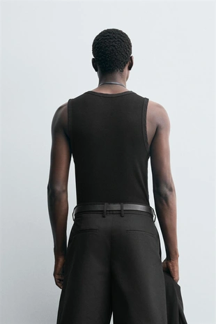 Black | 5584/329/800 - Zara Майка в рубчик
