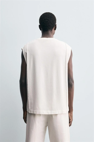 White | 4805/331/250 - Zara Майка с отделкой швами