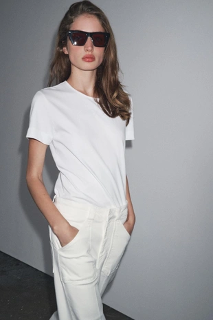 Купить Zara Джинсы максимальной длины с высокой посадкой — ZW COLLECTION