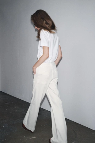 Oyster-white | 5474/052/251 - Zara Джинсы максимальной длины с высокой посадкой — ZW COLLECTION