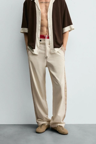 Брюки с вышитыми лампасами- Заказать в России