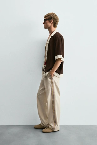 Брюки с вышитыми лампасами- Заказать в России