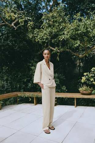 Прямые брюки с эластичным поясом- Заказать в России