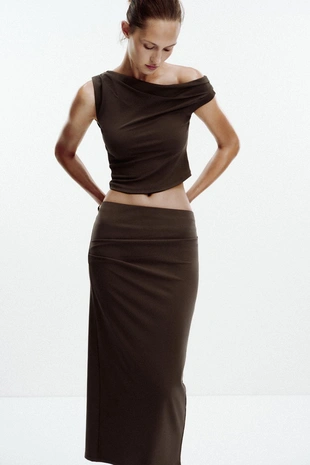 Юбка миди текстурная- Заказать в России