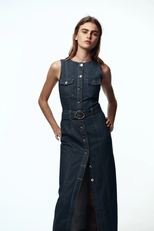 Джинсовое платье Z1975 с поясом- Заказать в России