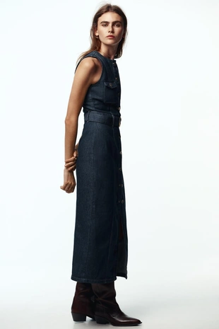 Джинсовое платье Z1975 с поясом- Заказать в России