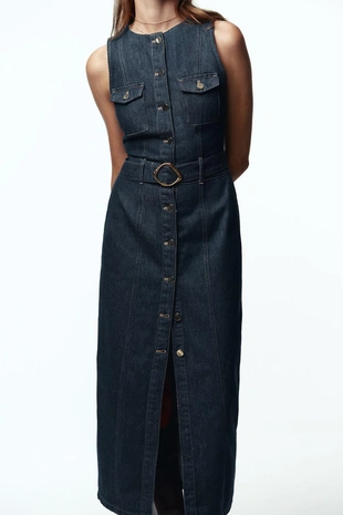 Джинсовое платье Z1975 с поясом- Заказать в России