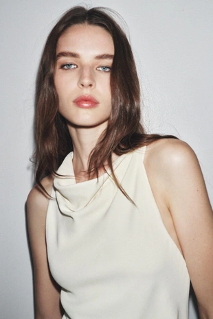 Комбинированное платье ZW COLLECTION с горловиной халтер- Заказать в России