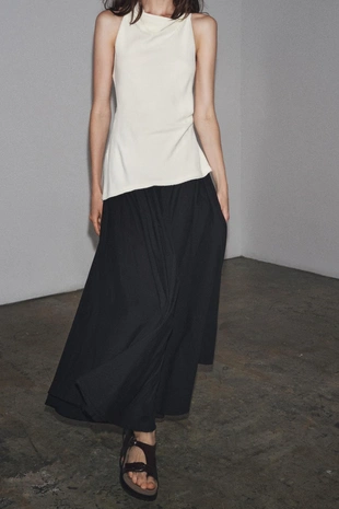 Комбинированное платье ZW COLLECTION с горловиной халтер- Заказать в России