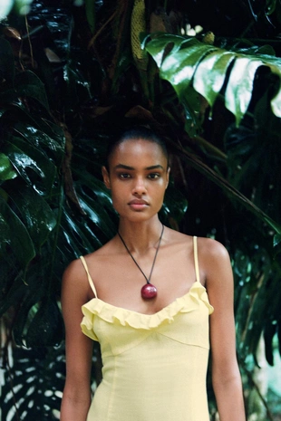 Платье миди с воланом из рами- Заказать в России