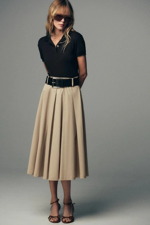 Комбинированное платье с поясом- Заказать в России