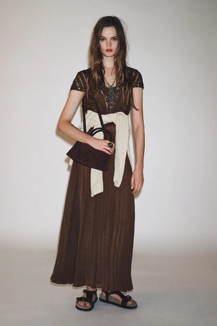 Комбинированное платье с кружевом — ZW COLLECTION- Заказать в России