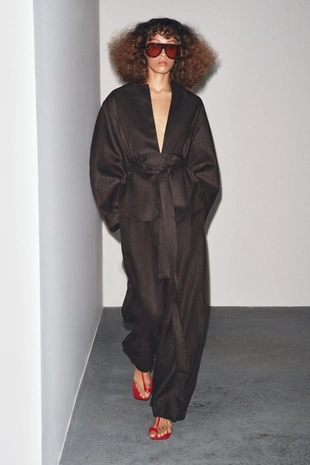 Brown | 7627/242/700 - Zara Брюки-баллоны из 100% льна ZW COLLECTION