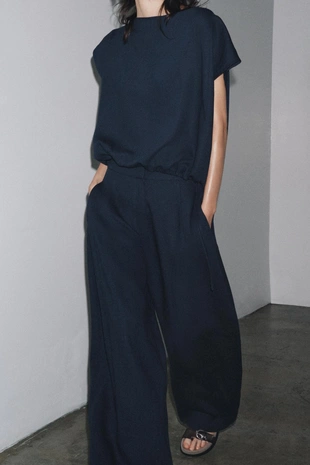 Топ из льняной ткани с завязками — ZW COLLECTION- Заказать в России