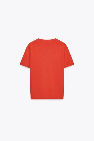 Однотонный топ с короткими рукавами- Заказать в России