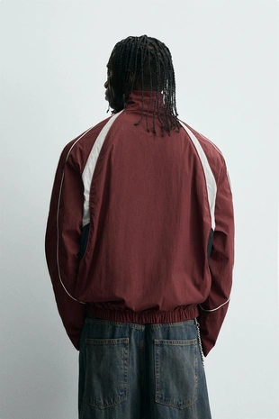 Burgundy | 3715/403/606 - Zara Техническая куртка в стиле колор-блок с контрастными деталями