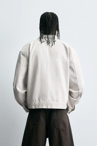 Light grey | 4551/303/811 - Zara Джинсовая куртка свободного кроя
