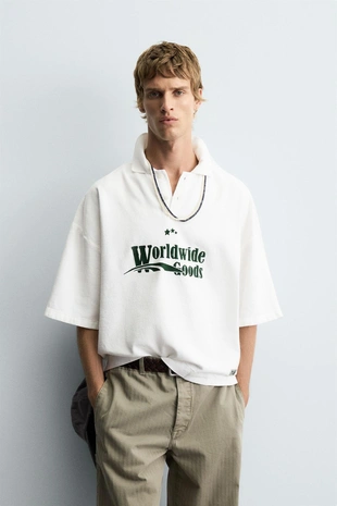 Купить Zara Поло с вышивкой свободного кроя