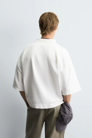 White | 6917/303/250 - Zara Поло с вышивкой свободного кроя