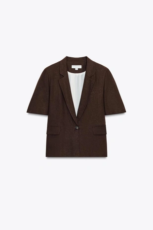 Блейзер из льна с короткими рукавами- Заказать в России