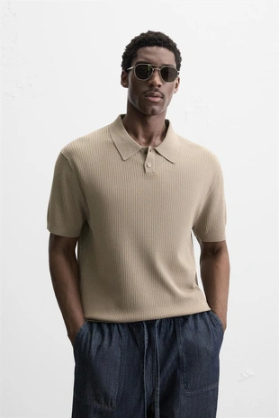 Купить Zara Трикотажное поло в рубчик