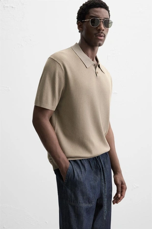 Трикотажное поло в рубчик- Заказать в России