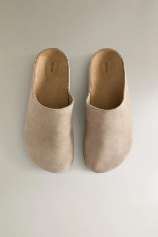 Grey | 1203/600/004 - Zara Минималистичные кожаные мюли