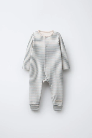 Bluish | 4174/549/920 - Zara Полосатый комбинезон с трансформируемыми носками