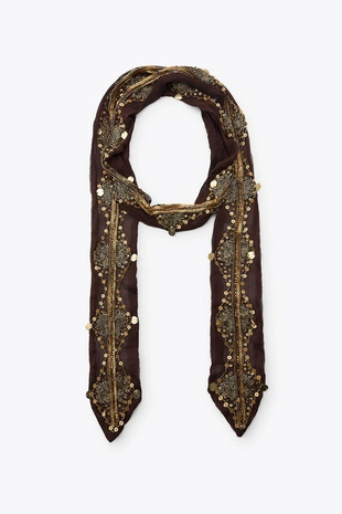 Шарф с бусинами и пайетками - Заказать в России