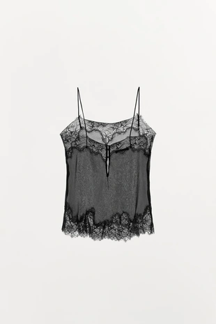 Плиссированный кружевной топ- Заказать в России