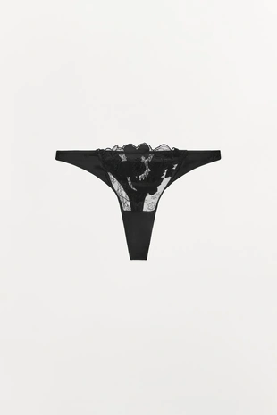 Кружевные трусы-танга с цветами- Заказать в России