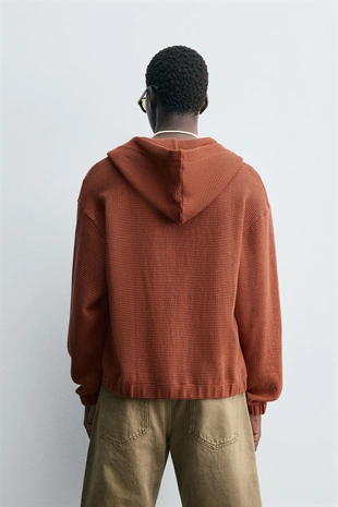 Толстовка с капюшоном из ткани с открытой текстурой- Заказать в России