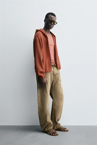 Толстовка с капюшоном из ткани с открытой текстурой- Заказать в России