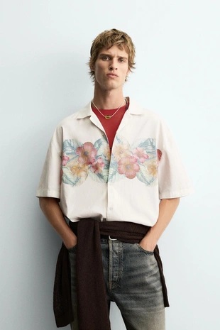Рубашка с цветочным принтом- Заказать в России