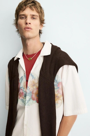 Рубашка с цветочным принтом- Заказать в России