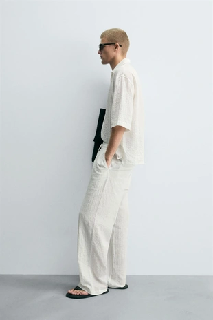 Рубашка-поло из рельефной ткани- Заказать в России