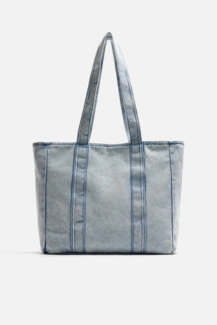 Blue | 3332/620/400 - Zara Сумка-шопер джинсовая с эффектом стирки