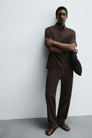 Брюки из лиоцелла и хлопка- Заказать в России