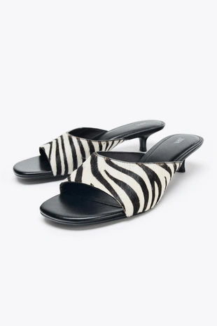 Купить Zara Туфли на каблуке из кожи с животным принтом