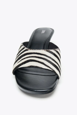 Zebra | 1360/610/194 - Zara Туфли на каблуке из кожи с животным принтом