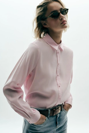 Рубашка струящегося кроя из мягкой ткани- Заказать в России