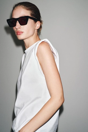 Купить Zara Топ с подплечниками без рукавов