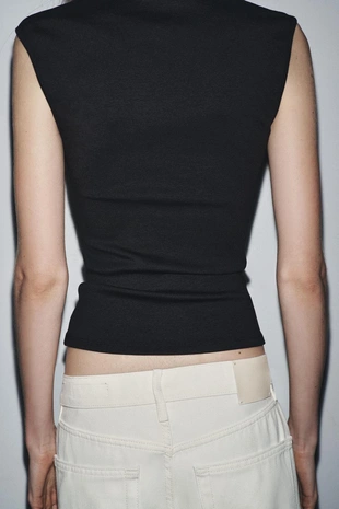 Купить Zara Футболка из эластичной ткани в рубчик