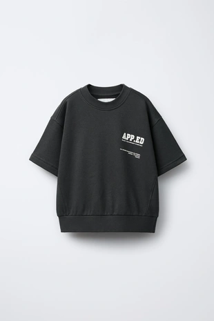 Купить Zara Комплект из толстовки с короткими рукавами и брюк-джоггеров с текстом