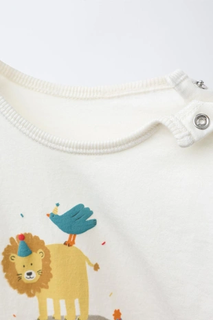 Ecru | 6224/627/712 - Zara Футболка с анималистическим принтом